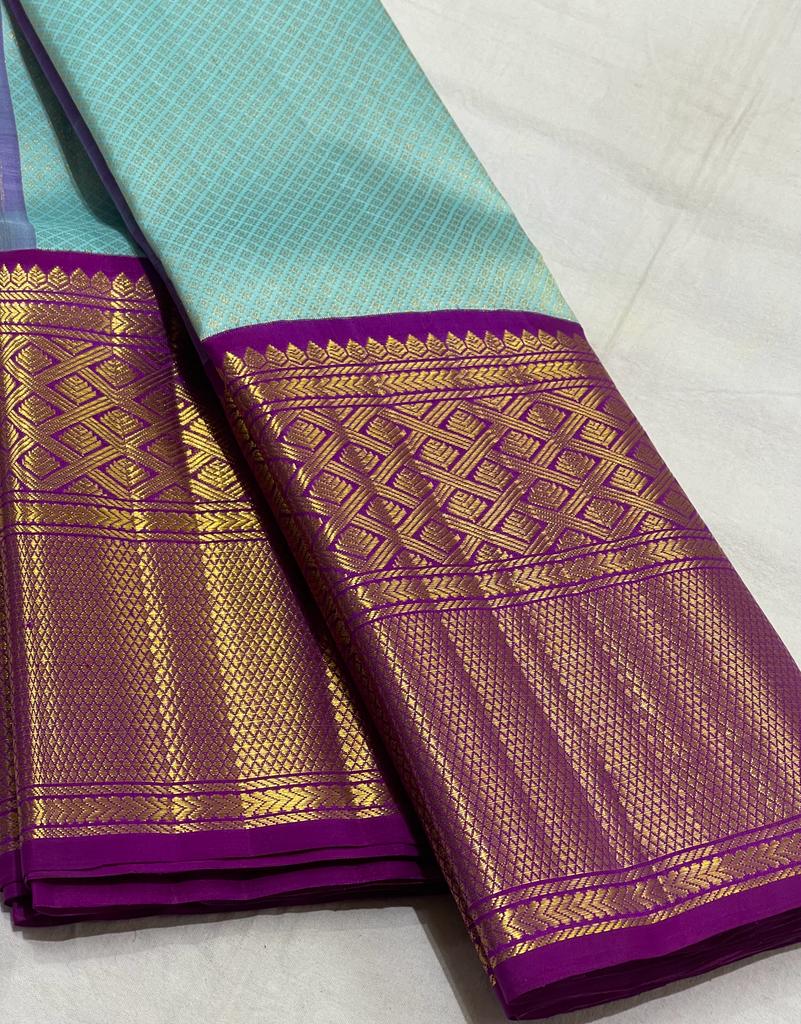 MINT BLUE / PURPLE KANCHI SAREE