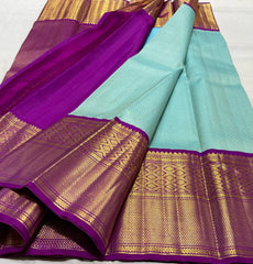 MINT BLUE / PURPLE KANCHI SAREE