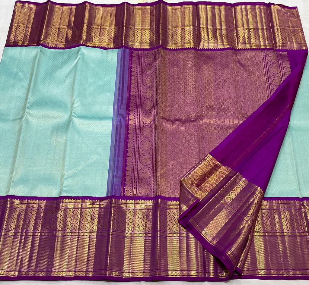 MINT BLUE / PURPLE KANCHI SAREE