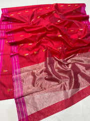 RED CHANDERI SAREE