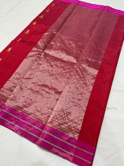 RED CHANDERI SAREE