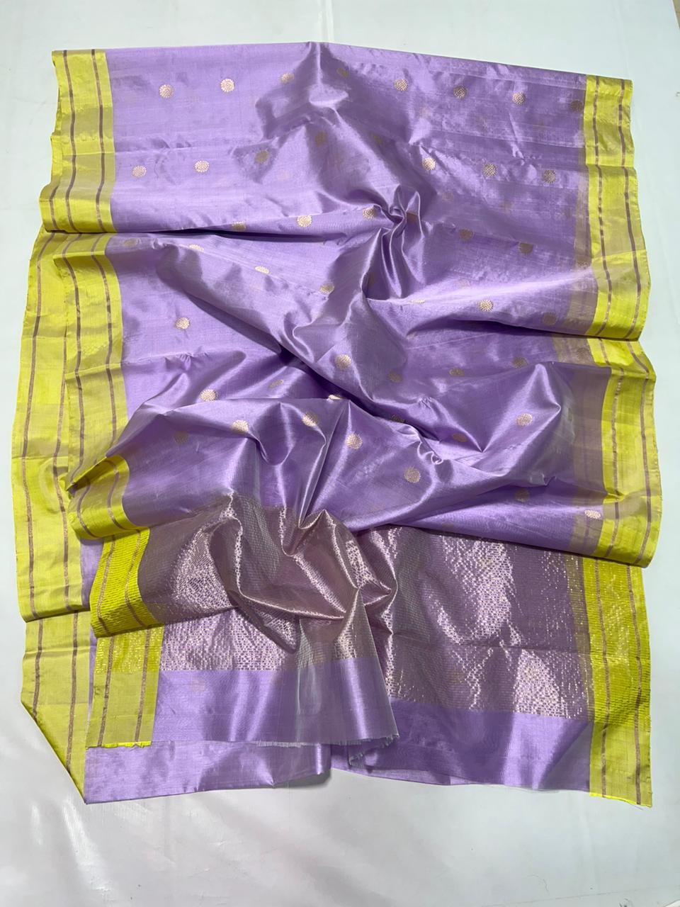 LAVENDER / YELLOW CHANDERI SAREE