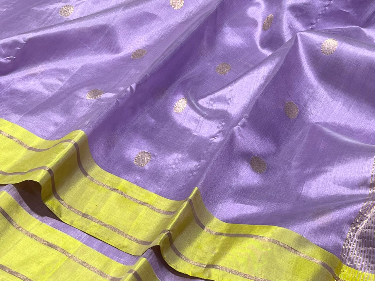 LAVENDER / YELLOW CHANDERI SAREE