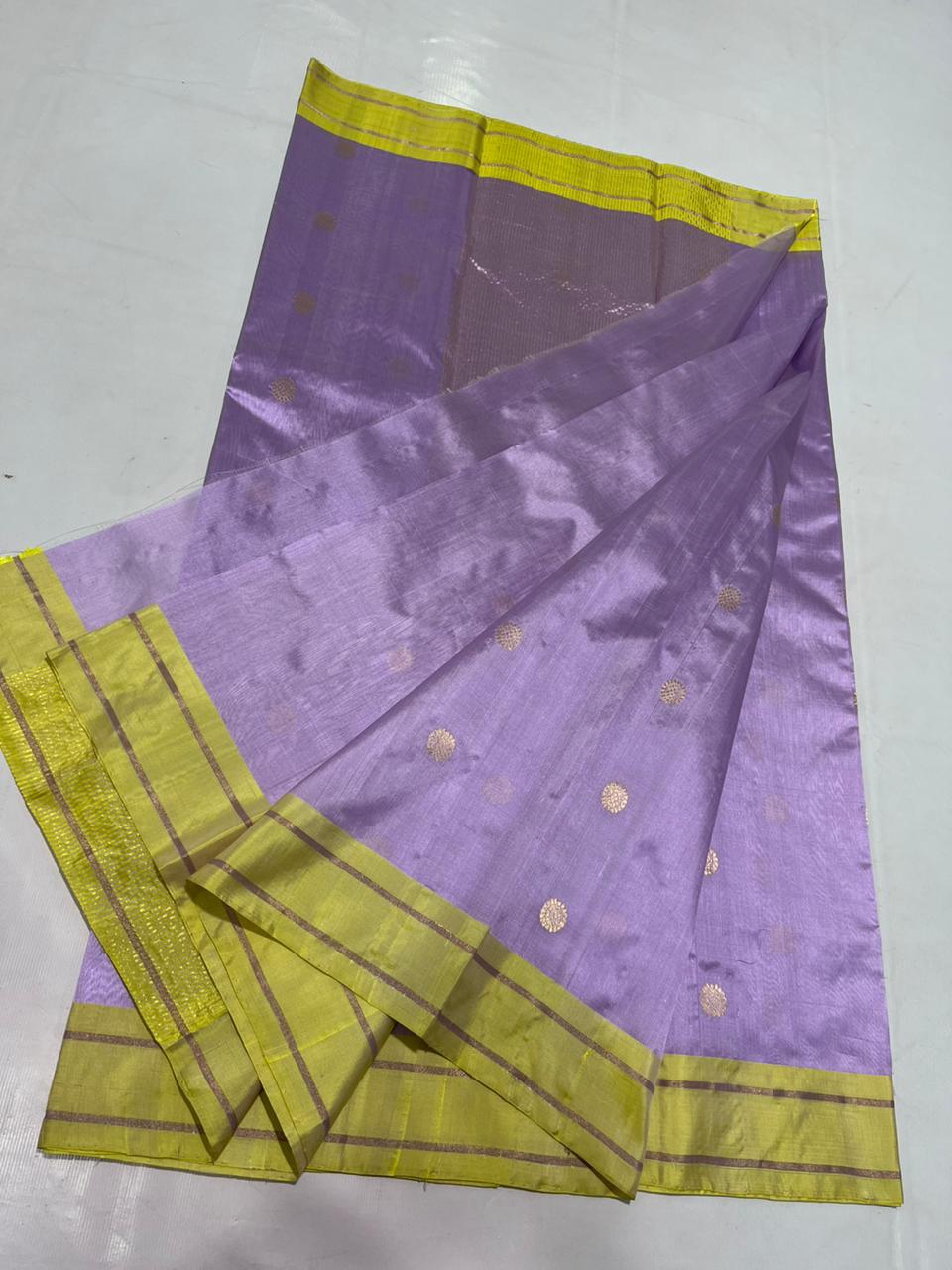 LAVENDER / YELLOW CHANDERI SAREE