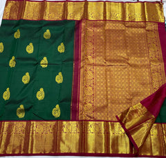 EMERALD GREEN / PINK KANCHI SAREE