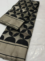 BLACK / SILVER CHANDERI SAREE