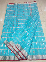 SKY BLUE CHANDERI SAREE