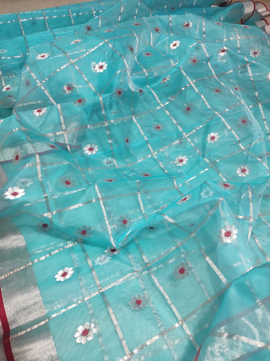 SKY BLUE CHANDERI SAREE