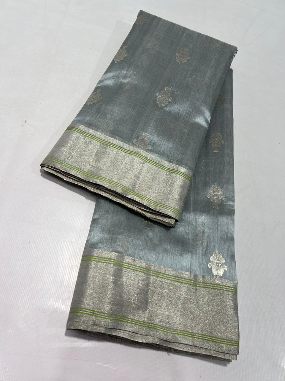 GREY CHANDERI SAREE