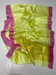 YELLOW / PINK CHANDERI SAREE