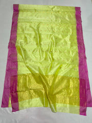 YELLOW / PINK CHANDERI SAREE