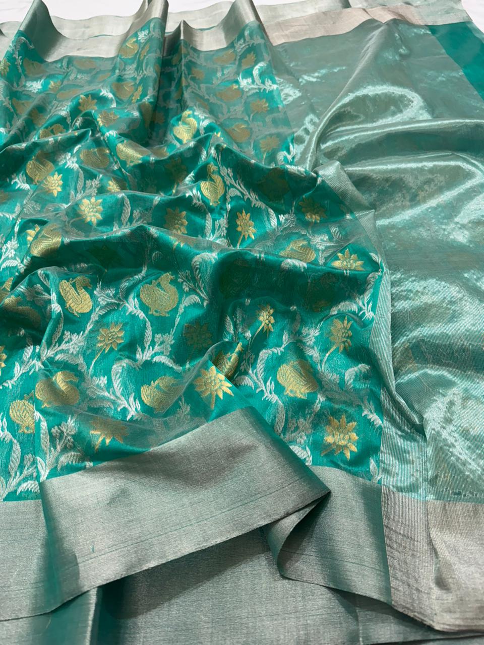 MINT GREEN CHANDERI SAREE