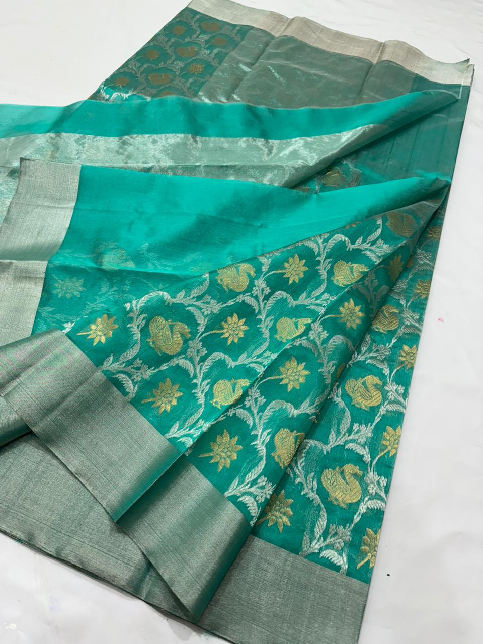 MINT GREEN CHANDERI SAREE