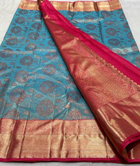 BLUE / RED KANCHI SAREE