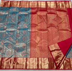 BLUE / RED KANCHI SAREE