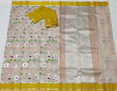 CREAM / YELLOW KOTA ZARI SAREE