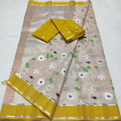 CREAM / YELLOW KOTA ZARI SAREE