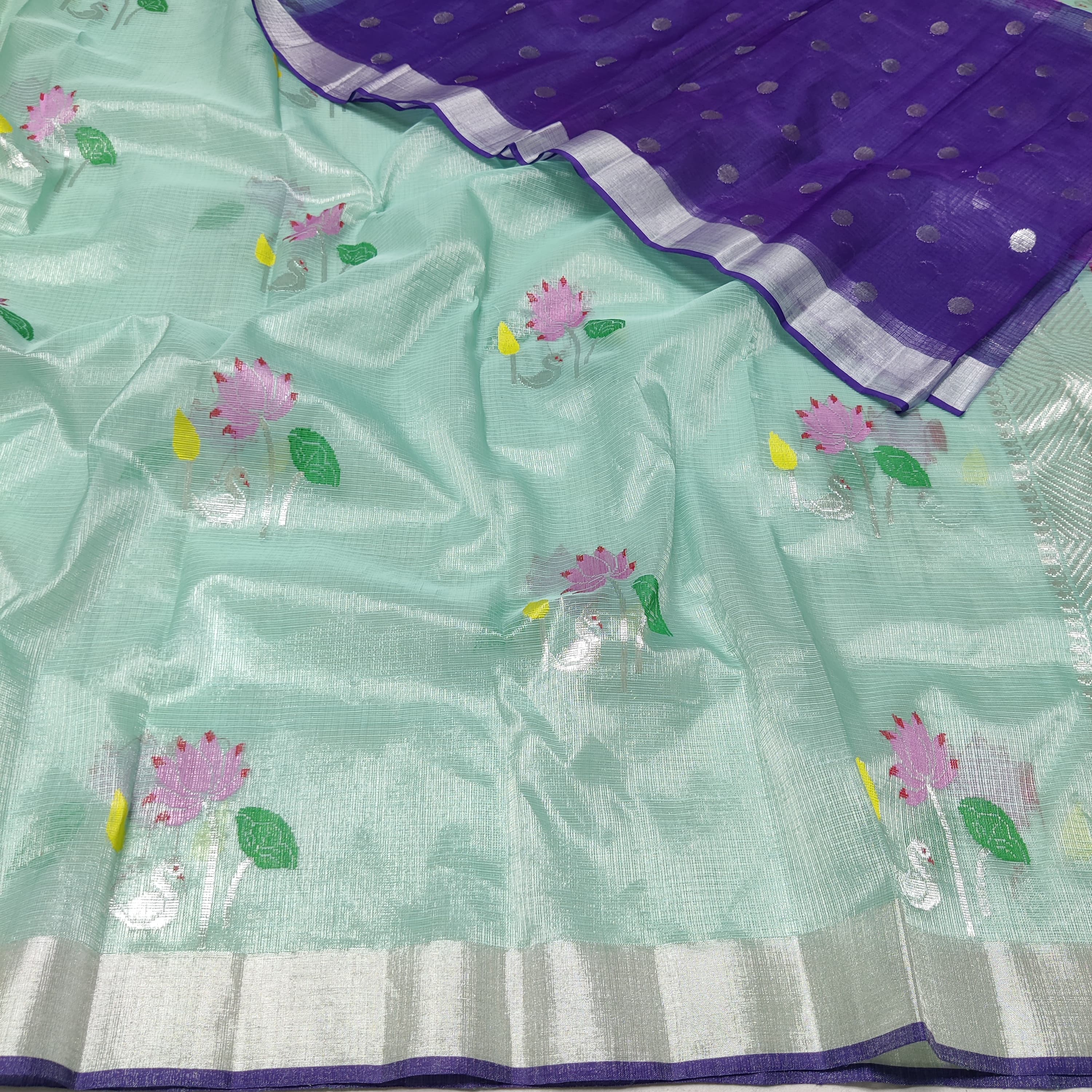 MINT BLUE / BLUE ZARI KOTA SAREE