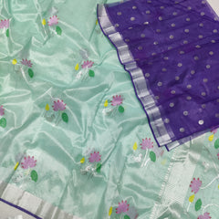 MINT BLUE / BLUE ZARI KOTA SAREE