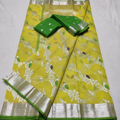 YELLOW / GREEN ZARI KOTA SAREE