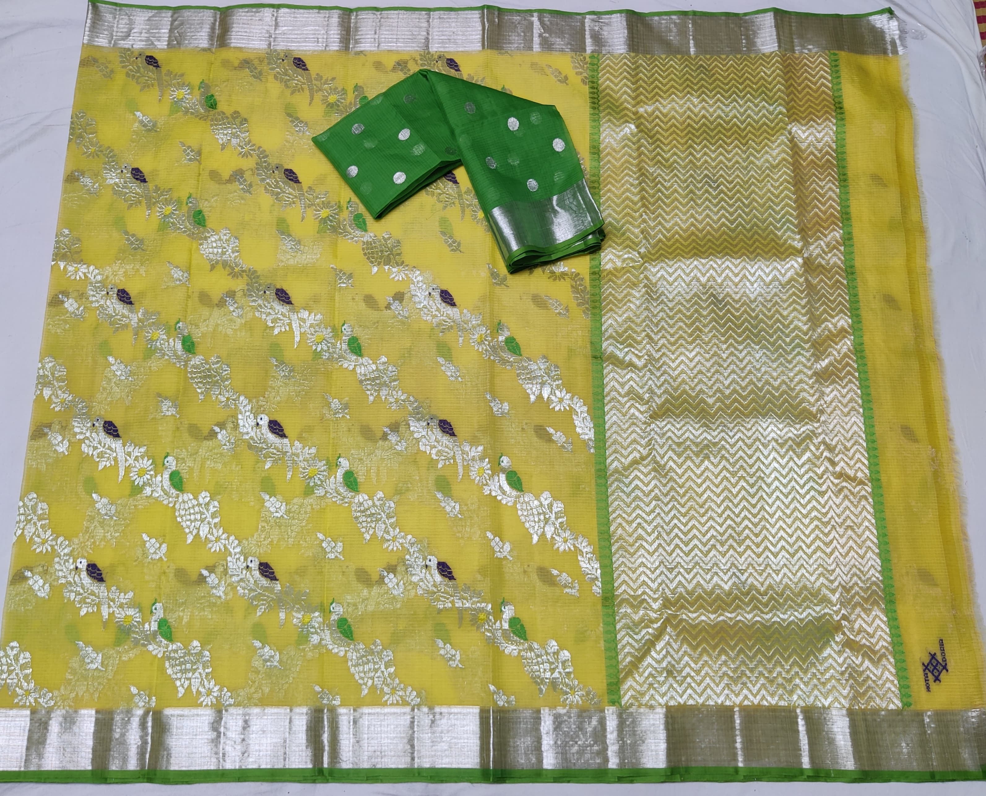 YELLOW / GREEN ZARI KOTA SAREE