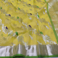 YELLOW / GREEN ZARI KOTA SAREE