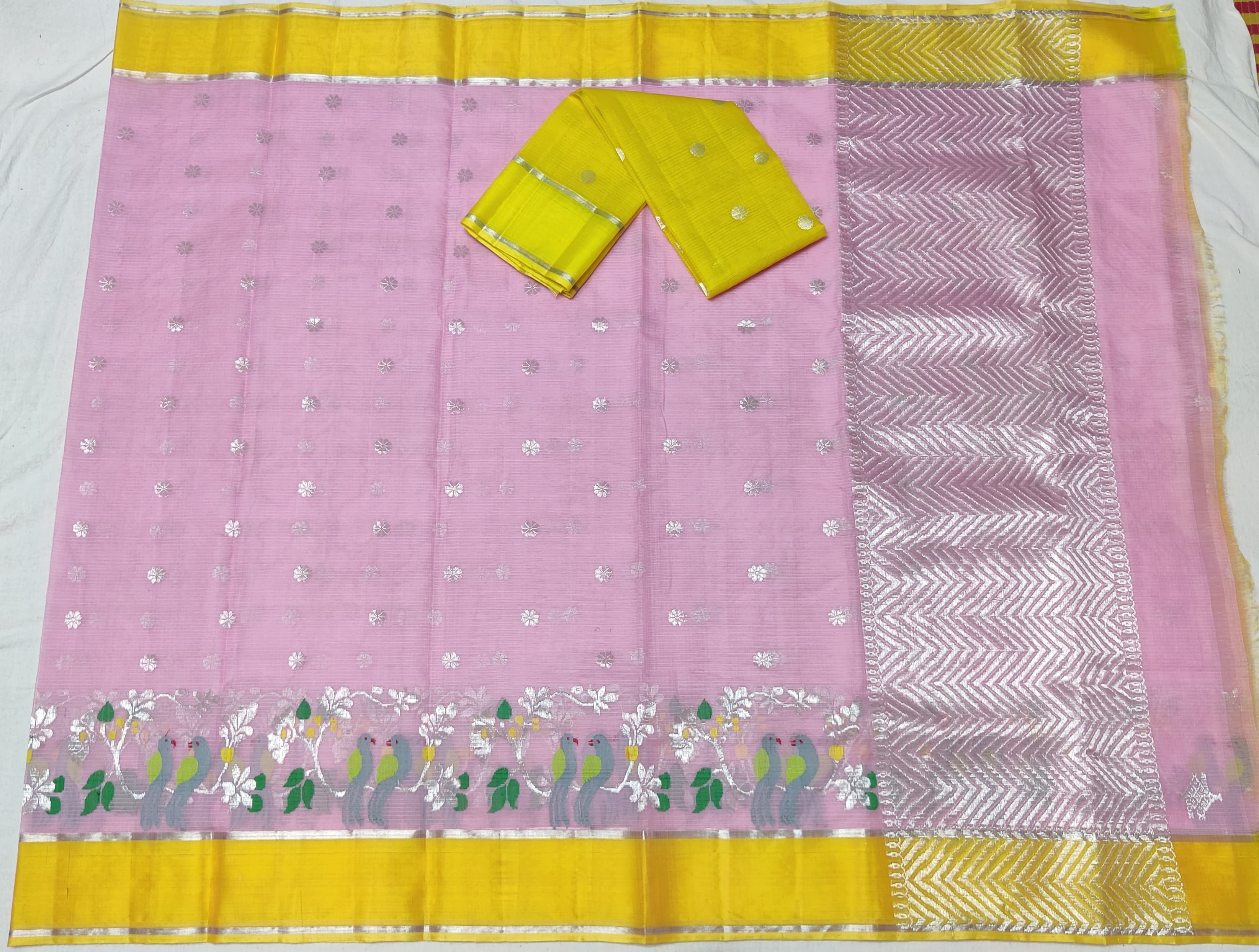 BABY PINK / YELLOW ZARI KOTA SAREE