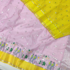 BABY PINK / YELLOW ZARI KOTA SAREE