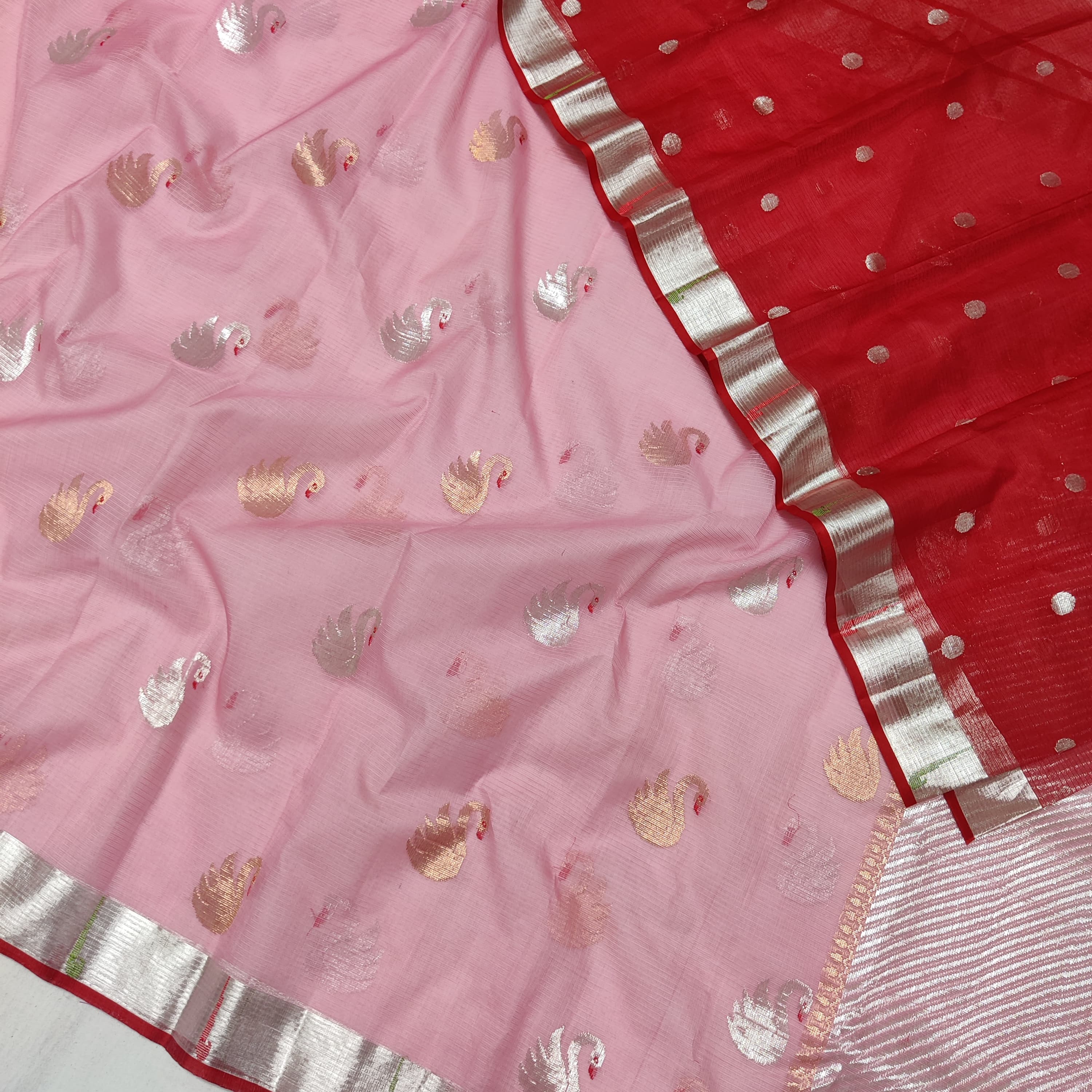 PINK / RED ZARI KOTA SAREE