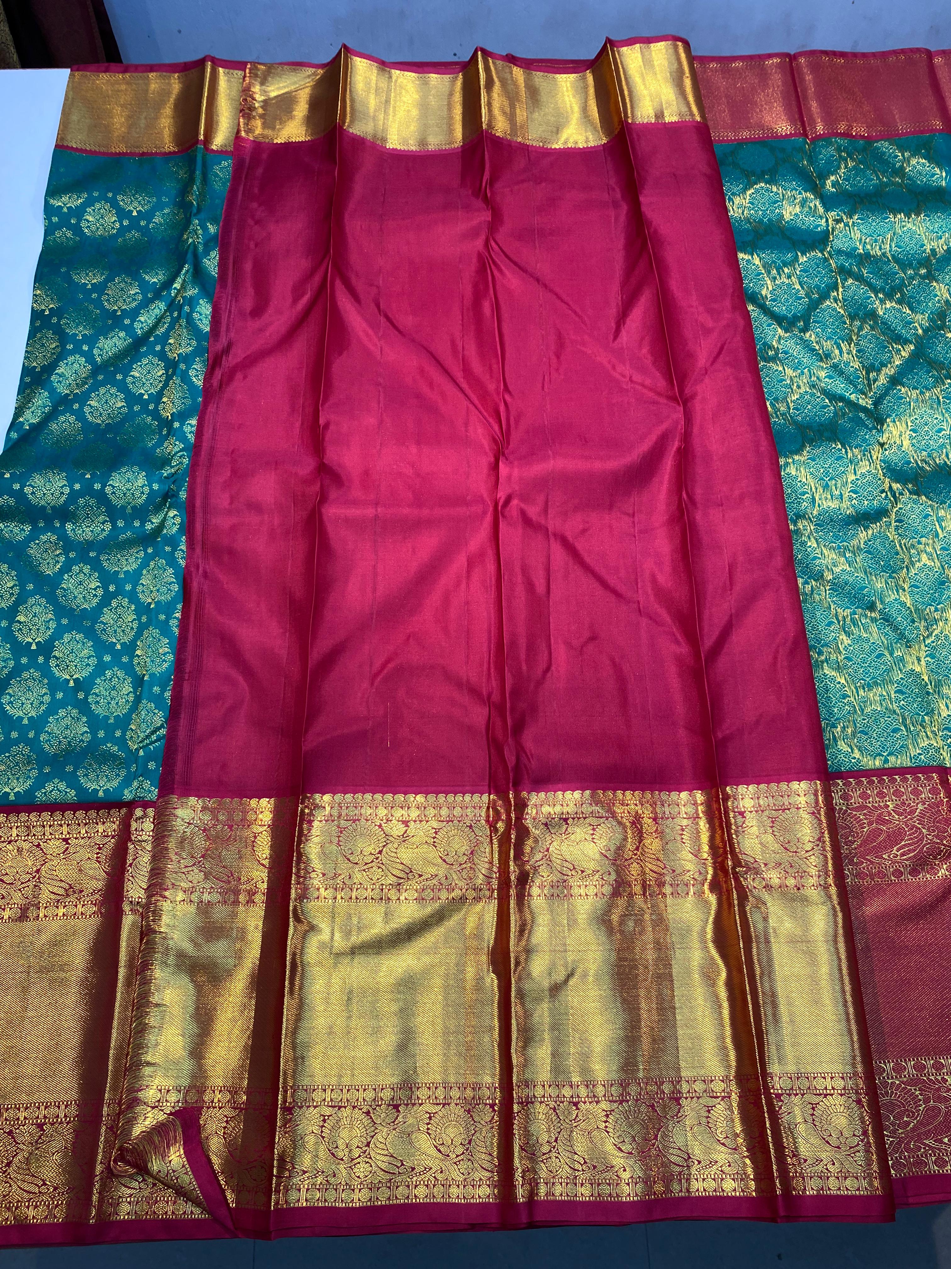 GREEN / RED KANCHI SAREE