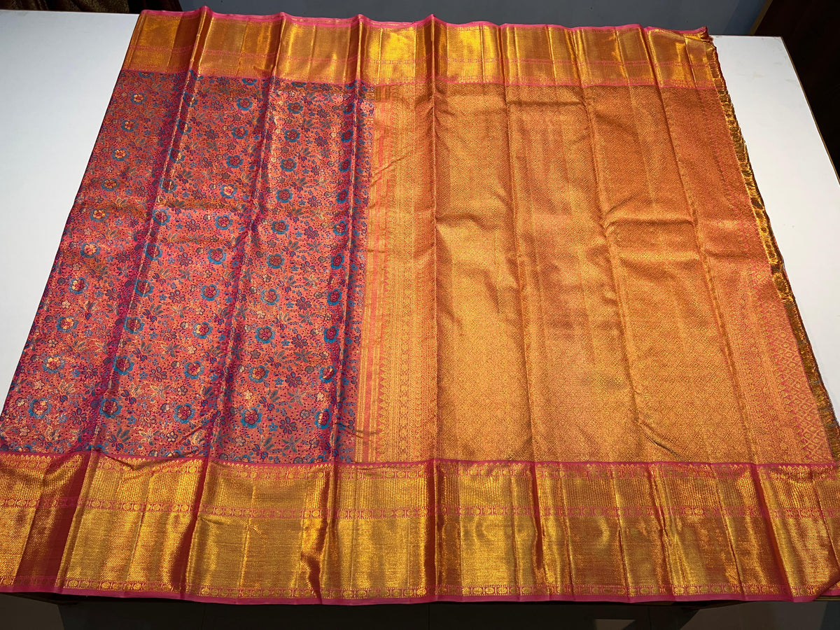 GOLD / PASTEL PINK KANCHI SAREE