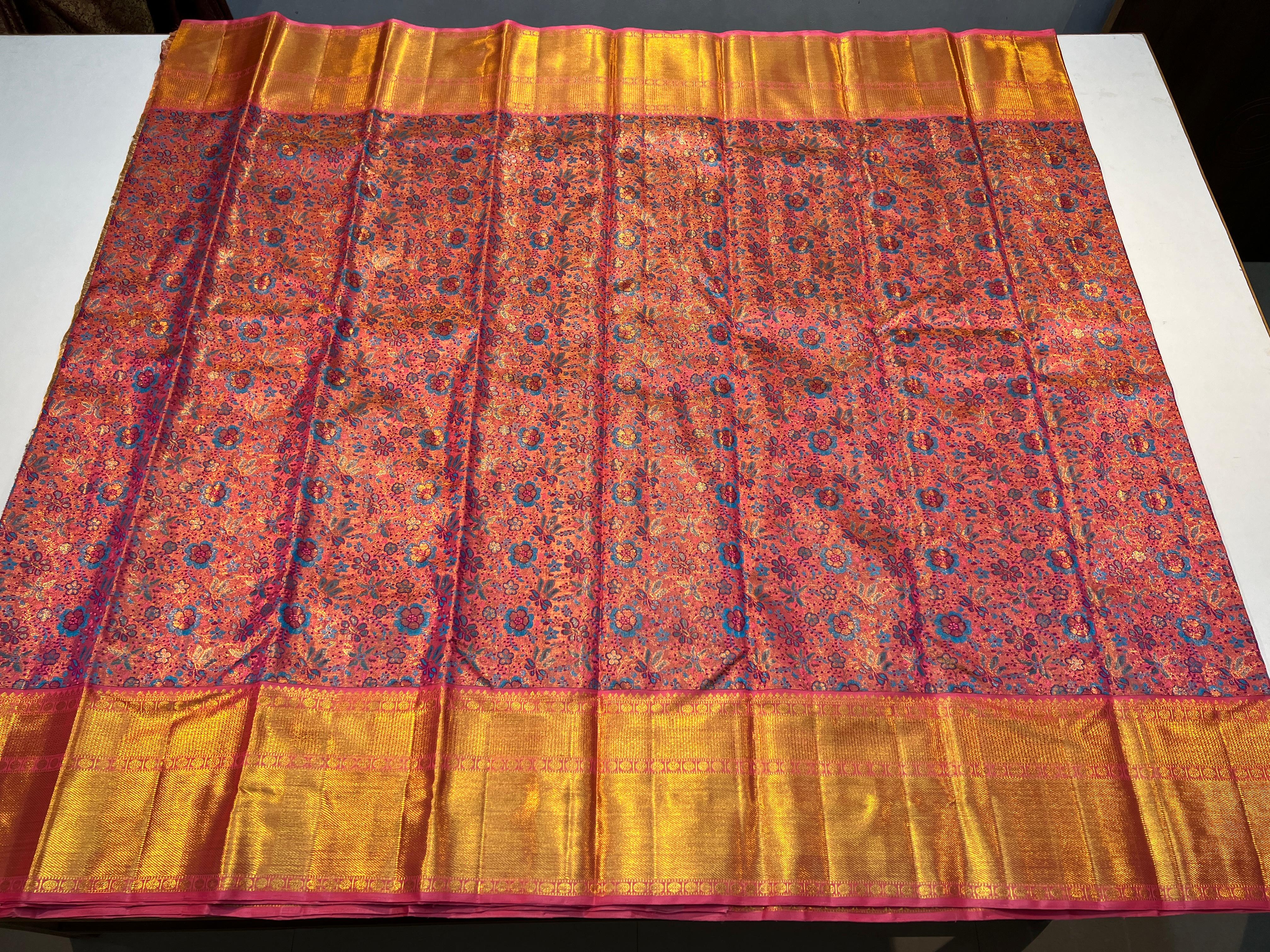 GOLD / PASTEL PINK KANCHI SAREE