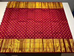 DARK RED / GOLD  KANCHI SAREE