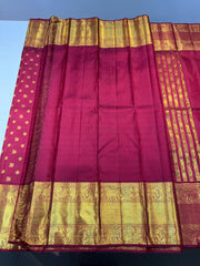 DARK RED / GOLD  KANCHI SAREE