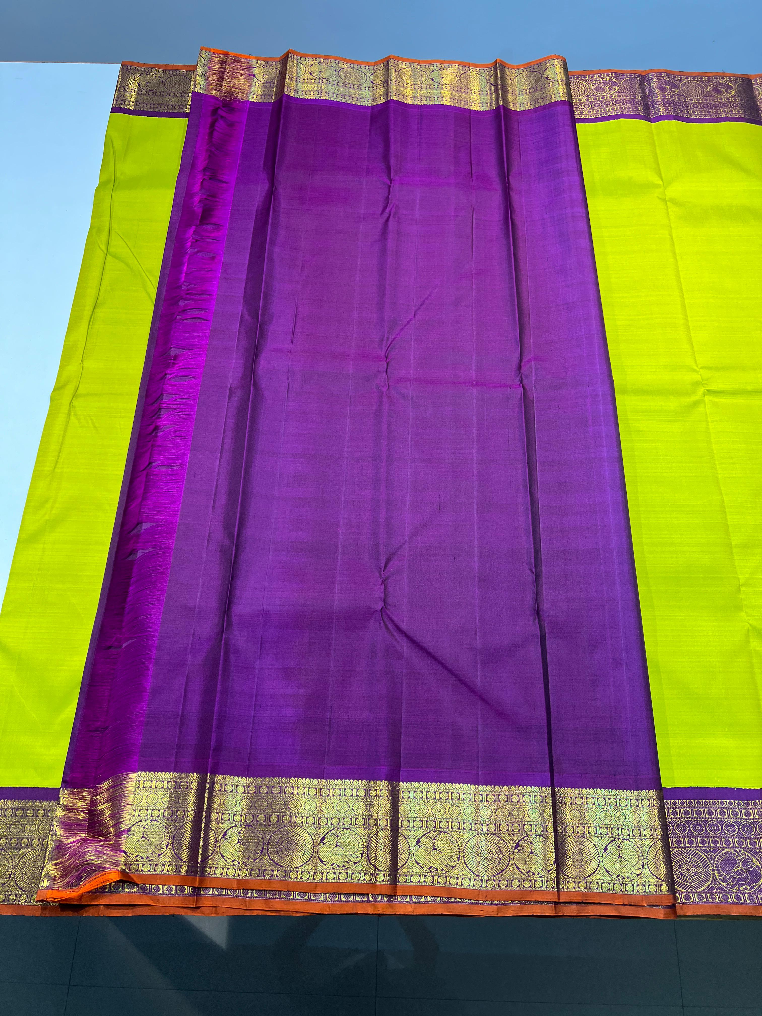 MEHANDI GREEN / PURPLE KANVCHI SAREE