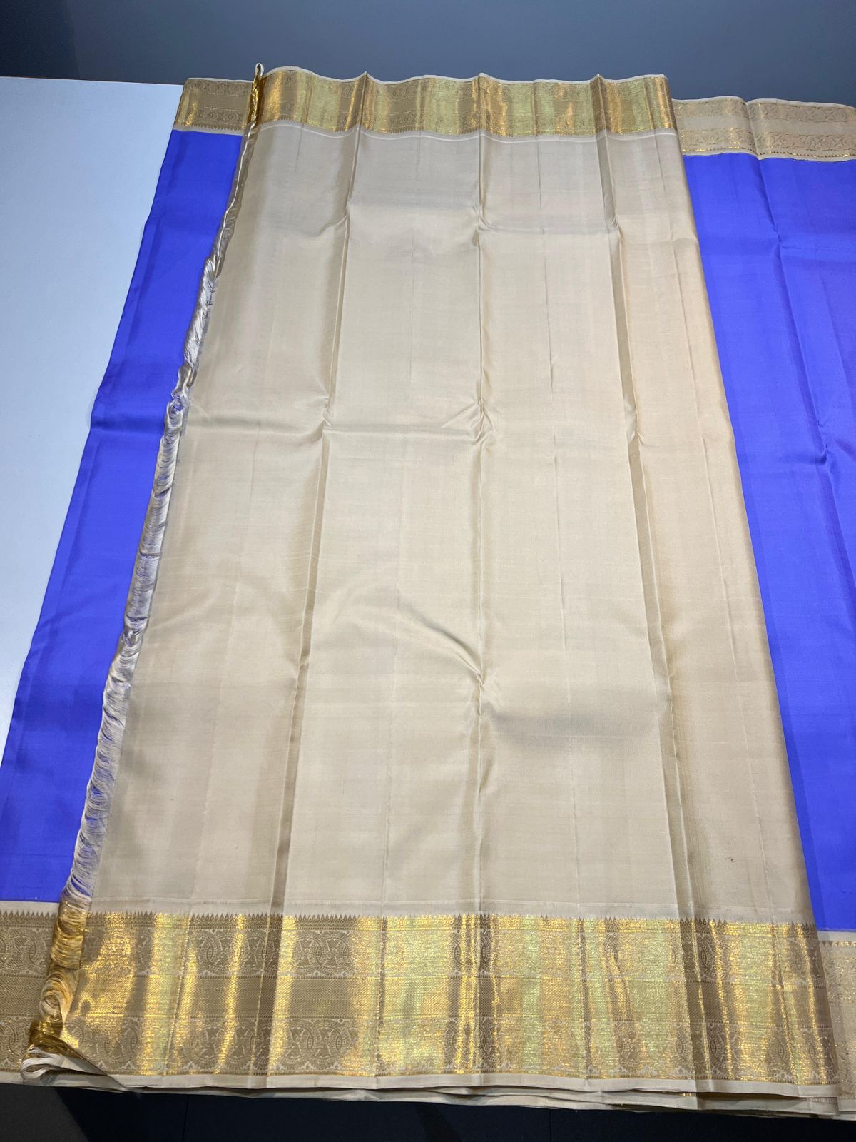 PASTEL BLUE / CREAM KANCHI SAREE