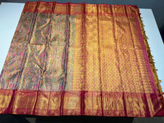 GOLD / REDDISH PINK KANCHI SAREE