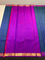 PEACOCK BLUE / PINK KANCHI SAREE