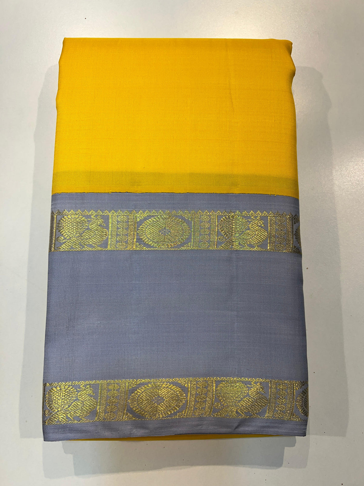 YELLOW / GREY KANCHI SAREE