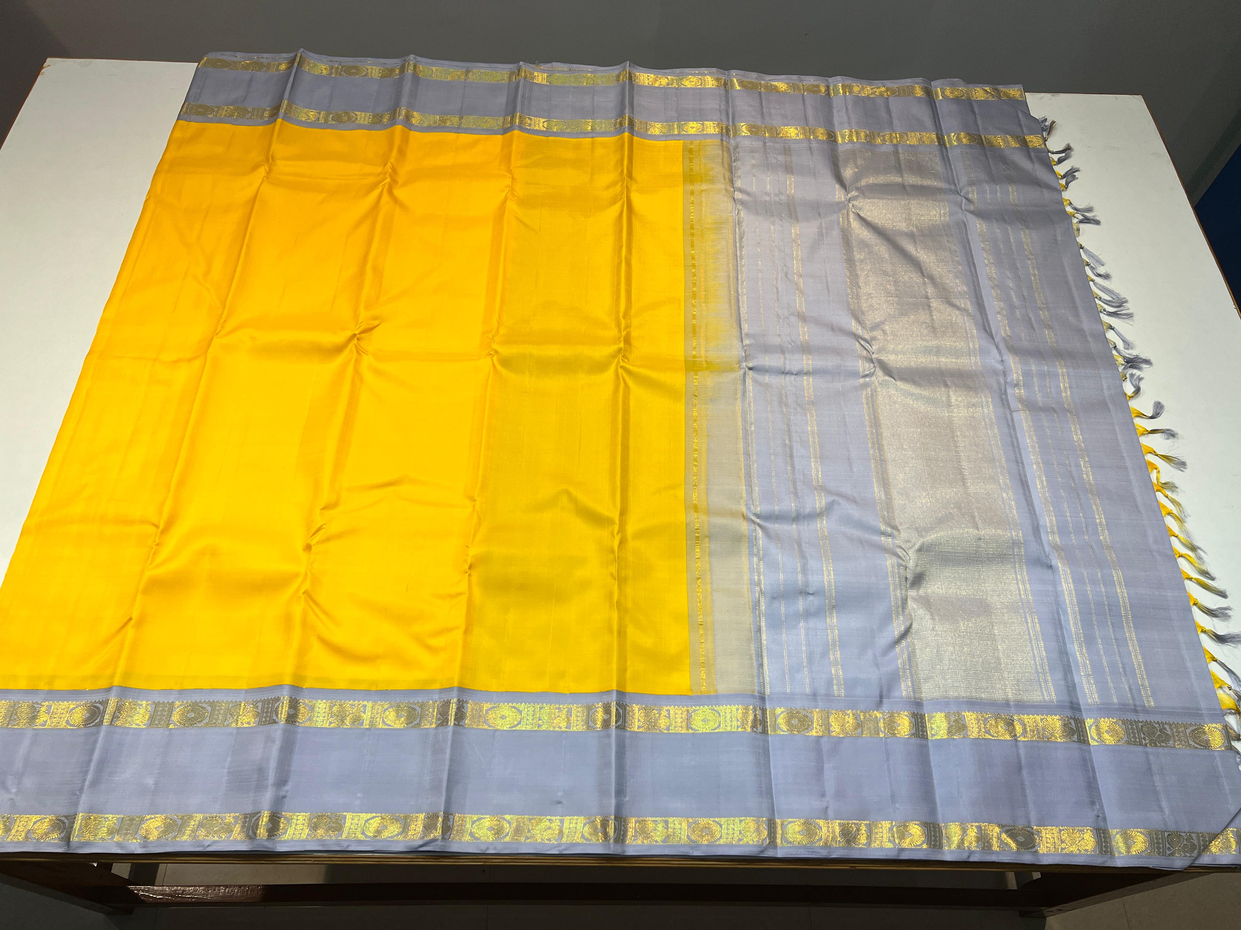 YELLOW / GREY KANCHI SAREE