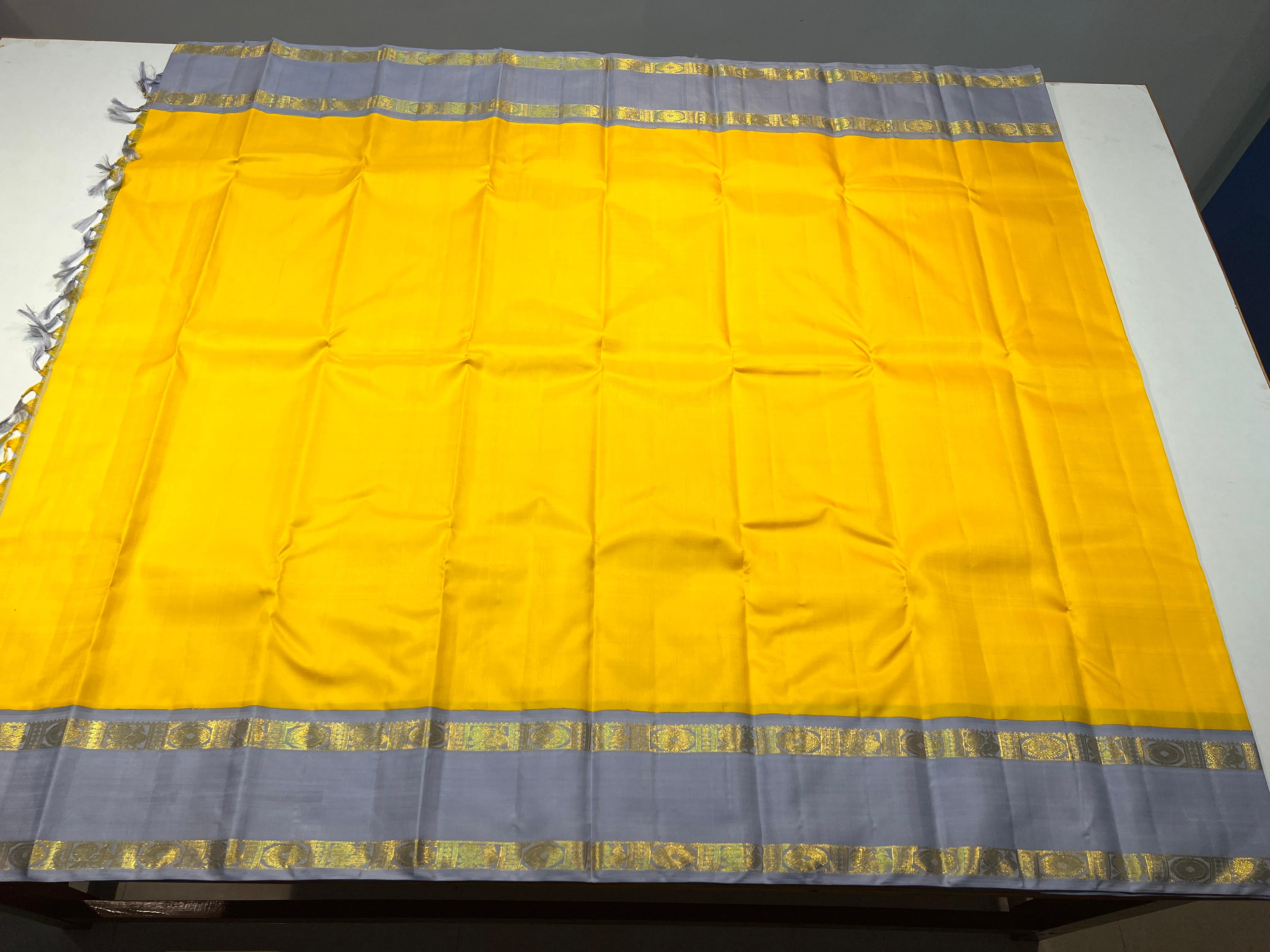 YELLOW / GREY KANCHI SAREE