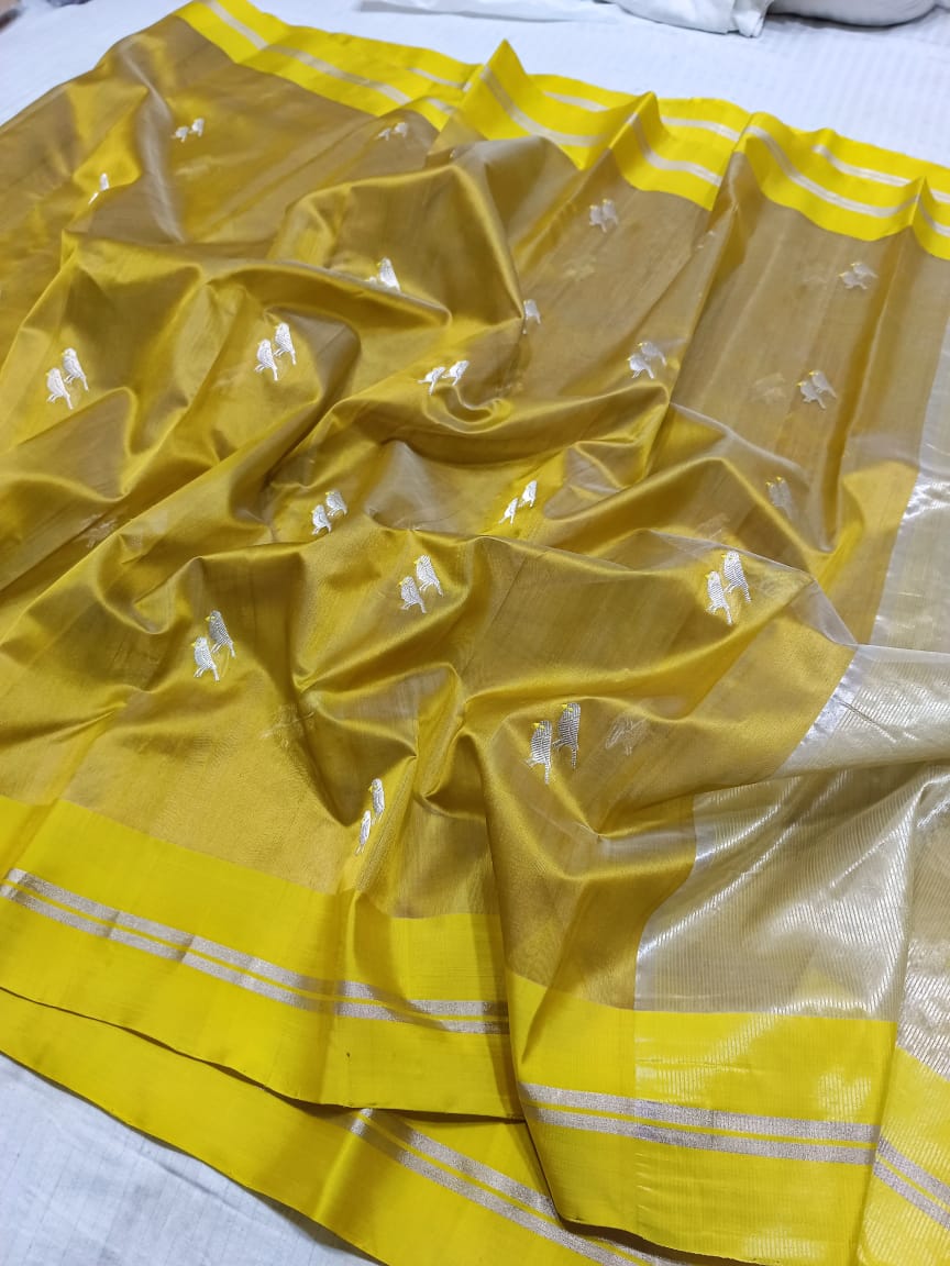 MUSTURD YELLOW CHANDERI SAREE