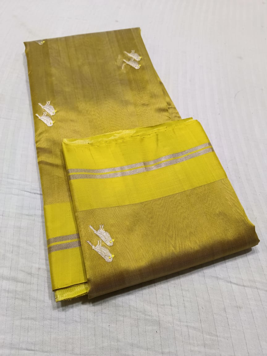 MUSTURD YELLOW CHANDERI SAREE