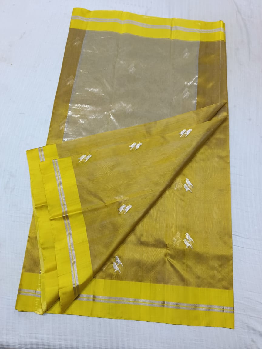 MUSTURD YELLOW CHANDERI SAREE