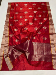 RED CHANDERI SAREE