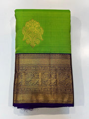 PARROT GREEN / PURPLE KANCHI SAREE