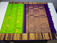 PARROT GREEN / PURPLE KANCHI SAREE