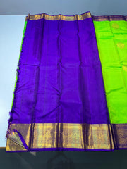 PARROT GREEN / PURPLE KANCHI SAREE