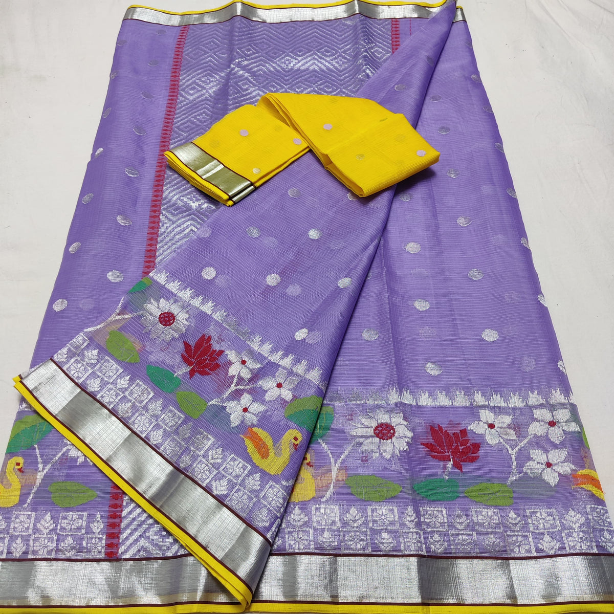 LAVENDER / YELLOW ZARI KOTA SAREE