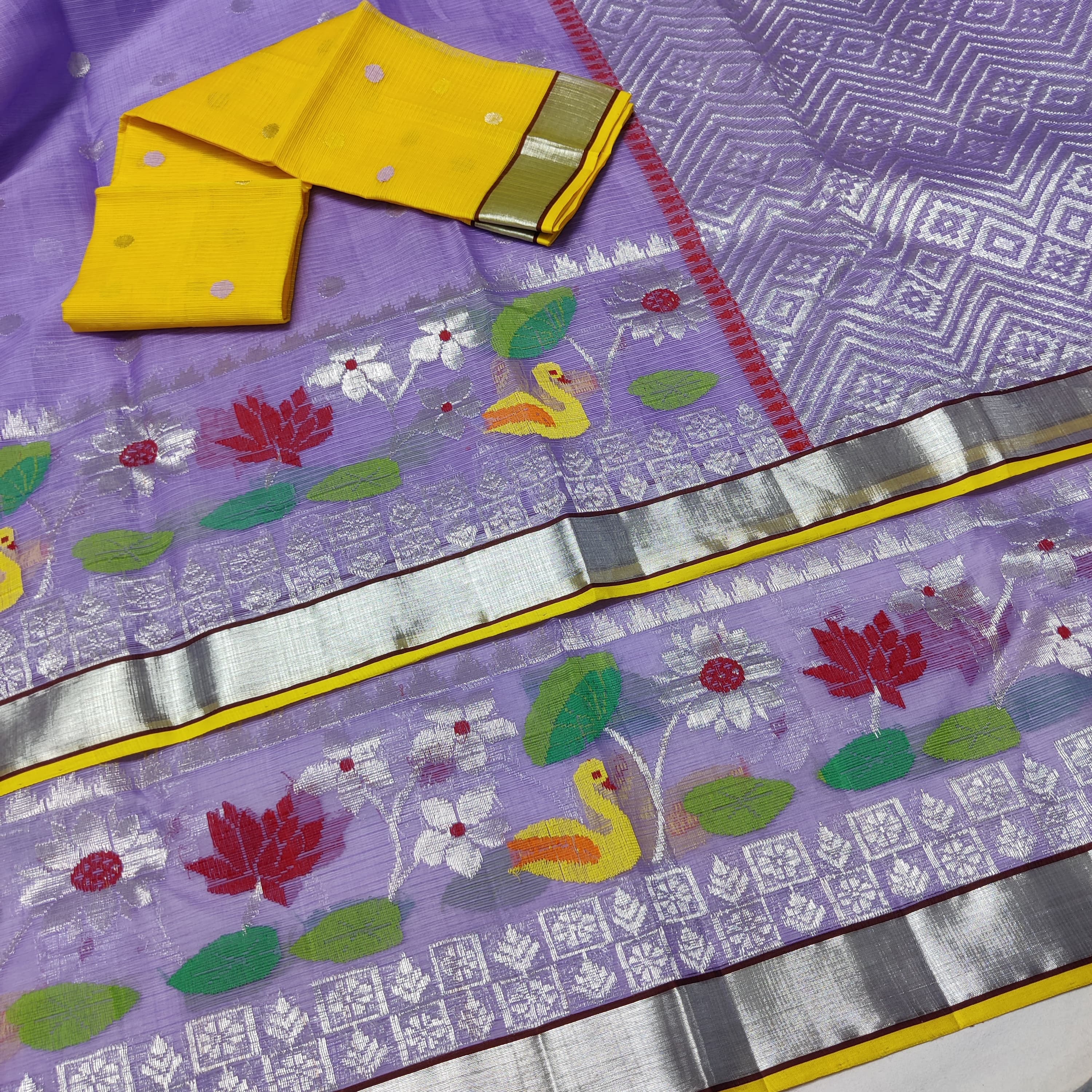 LAVENDER / YELLOW ZARI KOTA SAREE